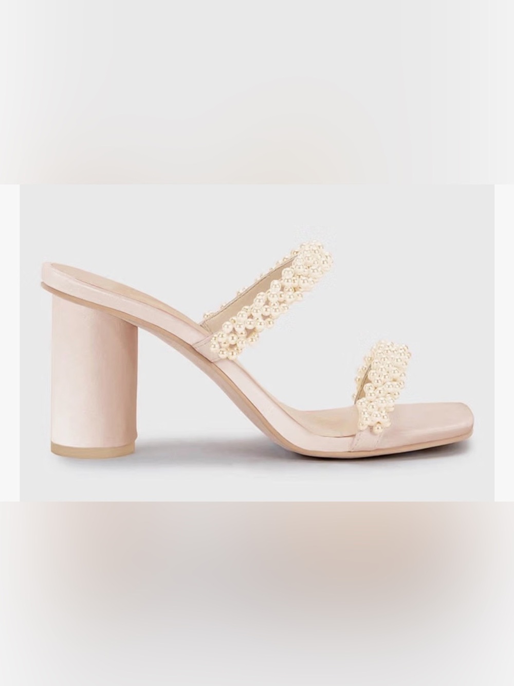 Women’s Pearl-Embellished Nude pink Block Heel Sandals Sz 6 New in box